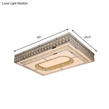 Modern Crystal Chrome Led Ceiling Light With Cutout Design - Rectangle Shape