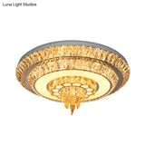 Modern Crystal Chrome Led Flush Mount Ceiling Fixture With Layered Design Available In 11’ And