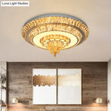 Modern Crystal Chrome Led Flush Mount Ceiling Fixture With Layered Design Available In 11’ And