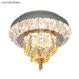 Modern Crystal Chrome Led Flush Mount Ceiling Fixture With Layered Design Available In 11’ And