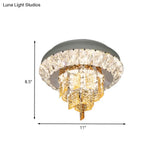 Modern Crystal Chrome Led Flush Mount Ceiling Fixture With Layered Design Available In 11’ And