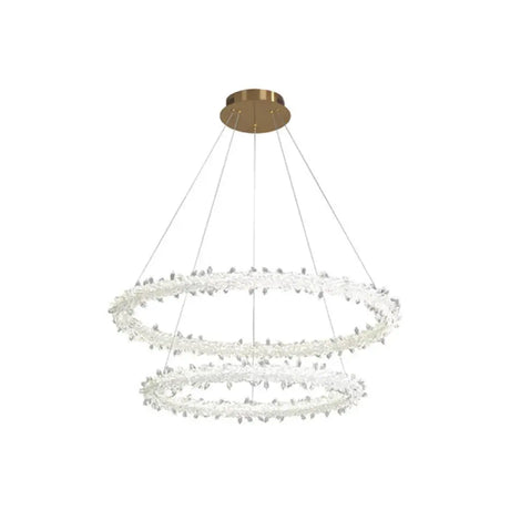 Modern Crystal Circle Chandelier For Restaurants - Pendant Lighting Clear / 16’ + 23.5’ With Lace