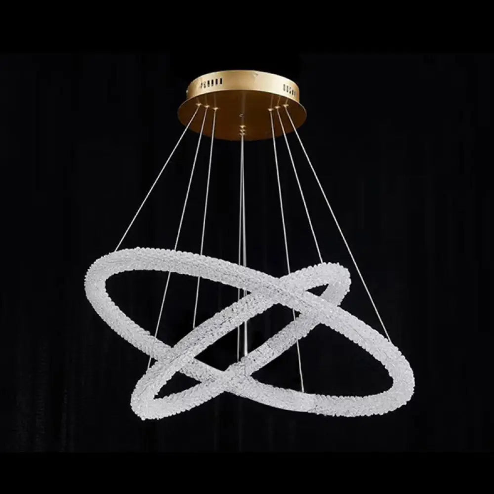 Modern Crystal Circle Chandelier For Restaurants - Pendant Lighting Clear / 24’ + 31.5’ Circline