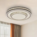 Modern Crystal Circle Flushmount Ceiling Light With Led - Black 2 - Layer Flush