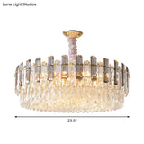 Modern Crystal Circular Living Room Pendant Chandelier - 5/12/18-Light Gold Hanging Light