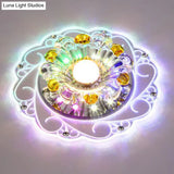 Modern Crystal Clear Led Flush Ceiling Light For Hallway - Blossom Fixture / 3W Multi Color