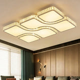 Modern Crystal Clear Rectangular Led Ceiling Mount Flushmount Light For Living Room