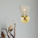 Modern Crystal Cone Wall Sconce - Brass 1-Light Fixture For Bedside