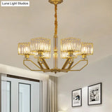Modern Crystal Cuboid Chandelier 6 Light Ceiling Pendant Lamp in Black/Gold