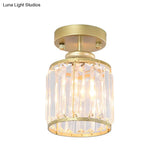 Modern Crystal Cylinder Aisle Ceiling Mount Light Fixture - Close To Lighting