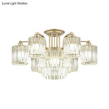Modern Crystal Cylinder Ceiling Lamp - 3/9 - Light Semi Flush Mount For Bedroom