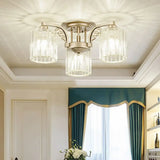 Modern Crystal Cylinder Ceiling Lamp - 3/9 - Light Semi Flush Mount For Bedroom 3 / Clear