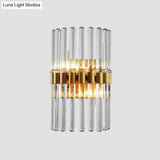 Modern Crystal Cylinder Wall Light With 2 Flush Mount Lights