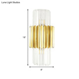 Modern Crystal Cylinder Wall Mount Lamp With 2 Gold Heads - Bedroom Lighting Fixture
