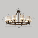 Modern Crystal Cylindrical Ceiling Pendant Light For Living Room - Chandelier Fixture 10 / Black