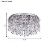 Modern Crystal Dome Ceiling Light Fixture - 15-Light Flush Mount With Chrome Finish