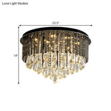 Modern Crystal Drip Flush Mount Light With Conical Design - Black 6/10 Heads Ceiling Lighting