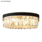 Modern Crystal Drum Ceiling Lamp With 5 Orange/Black Bulbs