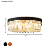 Modern Crystal Drum Ceiling Lamp With 5 Orange/Black Bulbs