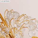 Modern Crystal Drum Chandelier - 3 Light Gold Hanging Ceiling Fixture For Dining Room