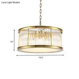 Modern Crystal Drum Chandelier - 6-Light Black/Brass Hanging Light Fixture For Living Room