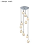Modern Crystal Embedded Ball Spiral Pendant Light - 10-Light Cluster Hanging Fixture