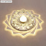 Modern Crystal Floral Flush Light: Clear Led Ceiling Fixture For Hallway