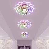 Modern Crystal Floral Flush Light: Clear Led Ceiling Fixture For Hallway / 3W Multi Color