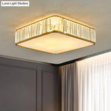 Modern Crystal Flush Ceiling Light - Square Design 3/4/5 Lights Gold Finish