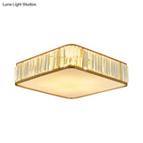 Modern Crystal Flush Ceiling Light - Square Design 3/4/5 Lights Gold Finish