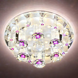 Modern Crystal Flush Mount Ceiling Light - Clear Hallway Led Fixture / 7’ 2 Color