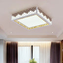 Modern Crystal Flush Mount Ceiling Light Fixture With Honeycomb Design - White-Gold Led Lighting
