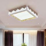 Modern Crystal Flush Mount Ceiling Light Fixture With Honeycomb Design - White-Gold Led Lighting