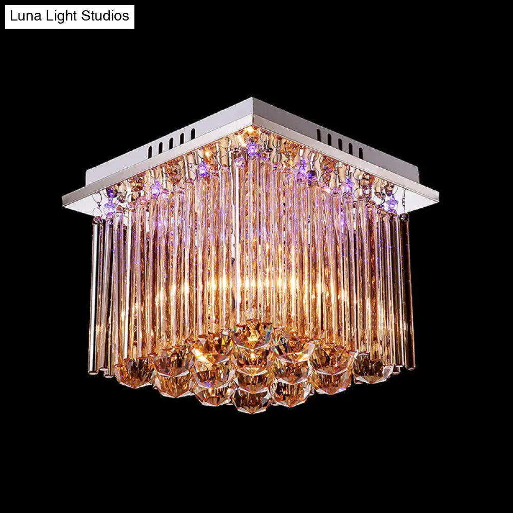 Modern Crystal Flush Mount Ceiling Light With Chrome Finish