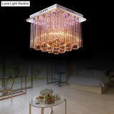 Modern Crystal Flush Mount Ceiling Light With Chrome Finish