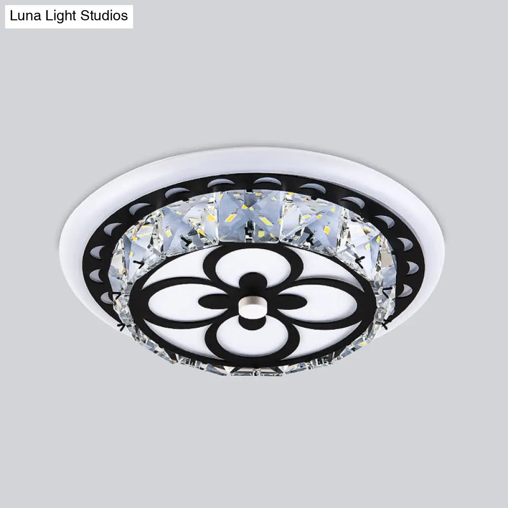 Modern Crystal Flush Mount Led Ceiling Lamp In Chrome For Corridors