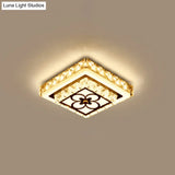 Modern Crystal Flush Mount Led Ceiling Lamp In Chrome For Corridors