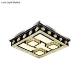 Modern Crystal Flush Mount Led Ceiling Light With Nickel Finish And Leaf/Cubic Pattern