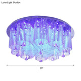 Modern Crystal Flushmount Ceiling Light Fixture With Stainless - Steel Mounting - 4/8/15 Heads