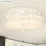 Modern Crystal Flushmount Lighting - White 3-Bulb Ceiling Fixture