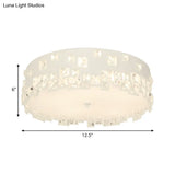 Modern Crystal Flushmount Lighting - White 3-Bulb Ceiling Fixture
