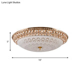 Modern Crystal Glass Led Gold Domed Flush Mount Ceiling Light For Bedroom 16’/19.5’ Width