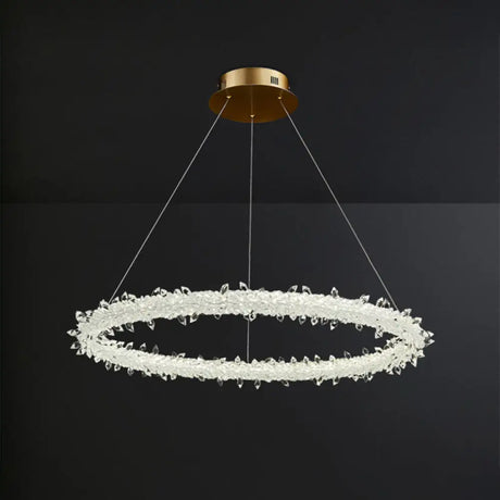 Modern Crystal Gold Led Chandelier Light Fixture - Ring Parlor Suspension Lamp 16/19.5 Wide