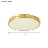 Modern Crystal Gold Led Circle Flush Light Ceiling Fixture In 14’/18’/21.5’ Width Warm/White/Natural
