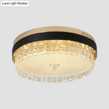 Modern Crystal Gold Led Flush Mount Ceiling Light For Drum Bedroom