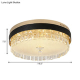 Modern Crystal Gold Led Flush Mount Ceiling Light For Drum Bedroom