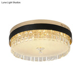 Modern Crystal Gold Led Flush Mount Ceiling Light For Drum Bedroom