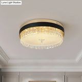 Modern Crystal Gold Led Flush Mount Ceiling Light For Drum Bedroom