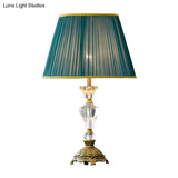 Modern Crystal Gold Nightstand Light With Tapered Design And Urn-Shaped Base