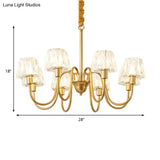 Modern Crystal Hanging Ceiling Light With Brushed Brass Finish - Available In 3/6/8 Lights